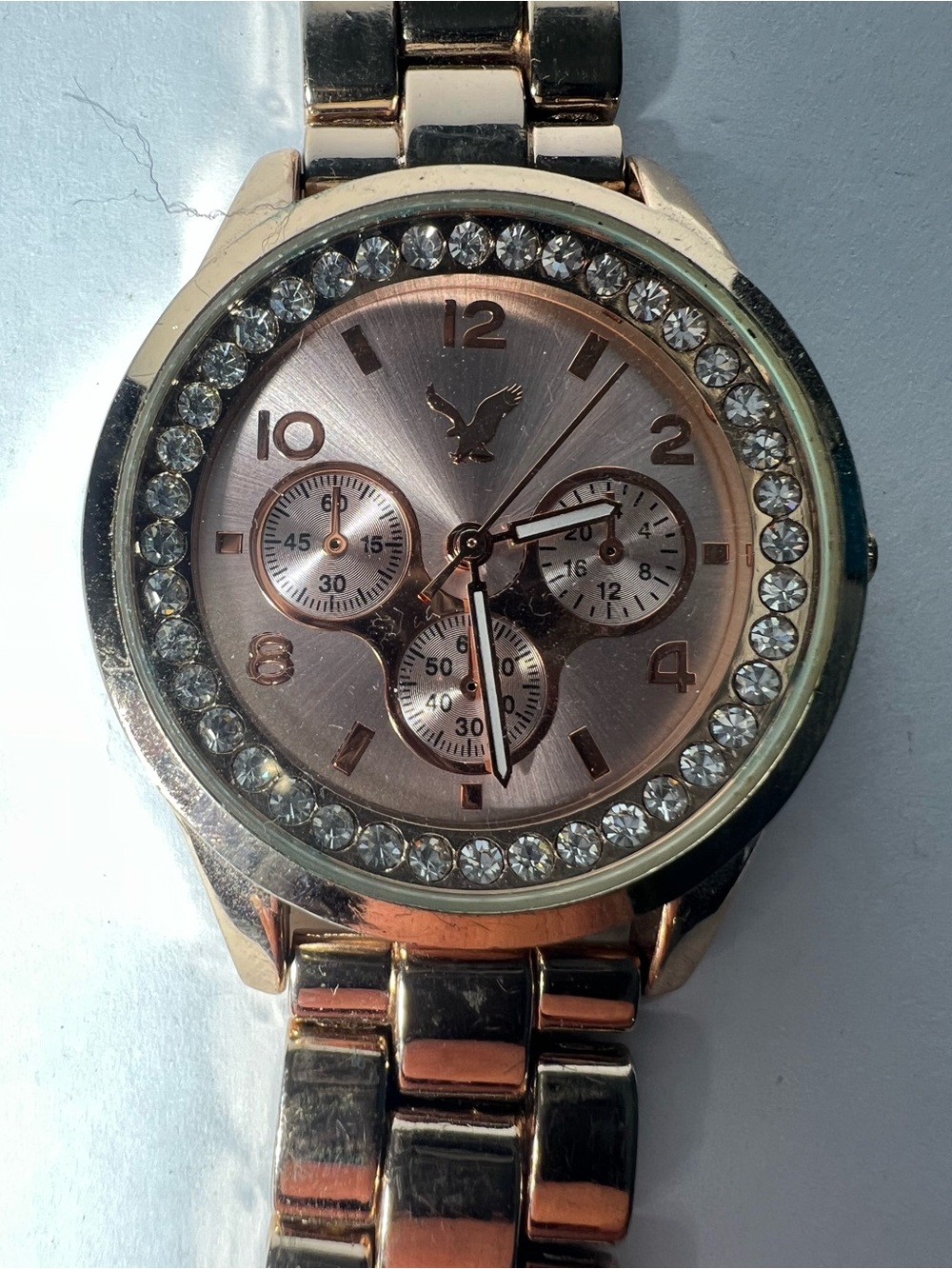 (611)Rose Gold Crystal Accent Women's Bracelet Watch American eagle